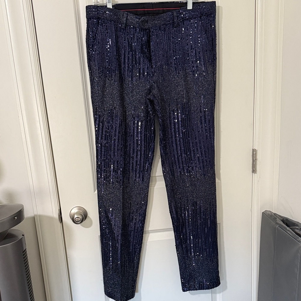 Navy blue sequin pants